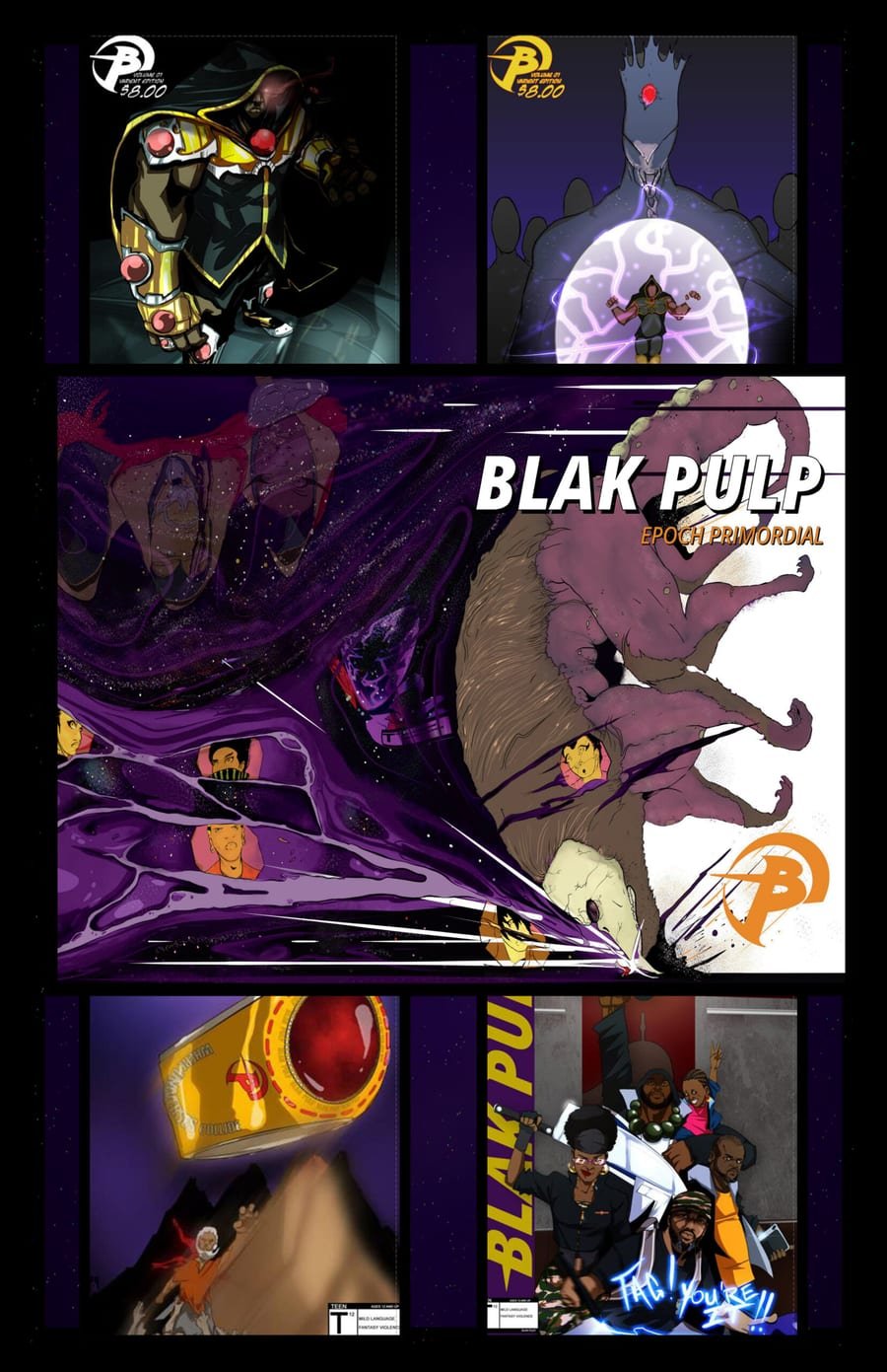 Blak Pulp: pages and covers from the Epoch Primordial collection